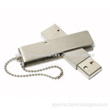 Metal Swivel USB Flash Drive, Available in Imprinted or Engraved Logos and Various Capacity